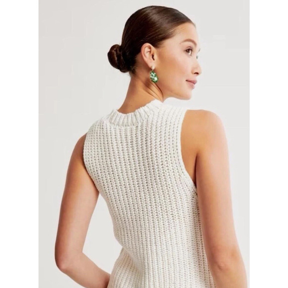 Abercrombie & Fitch Womens Sweater Small White Academia Preppy Layering Fall - Picture 8 of 9